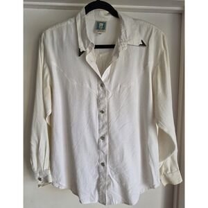 VTG Desert West Sherry Holt Western Shirt M White Long Sleeve Cowgirl Rodeo